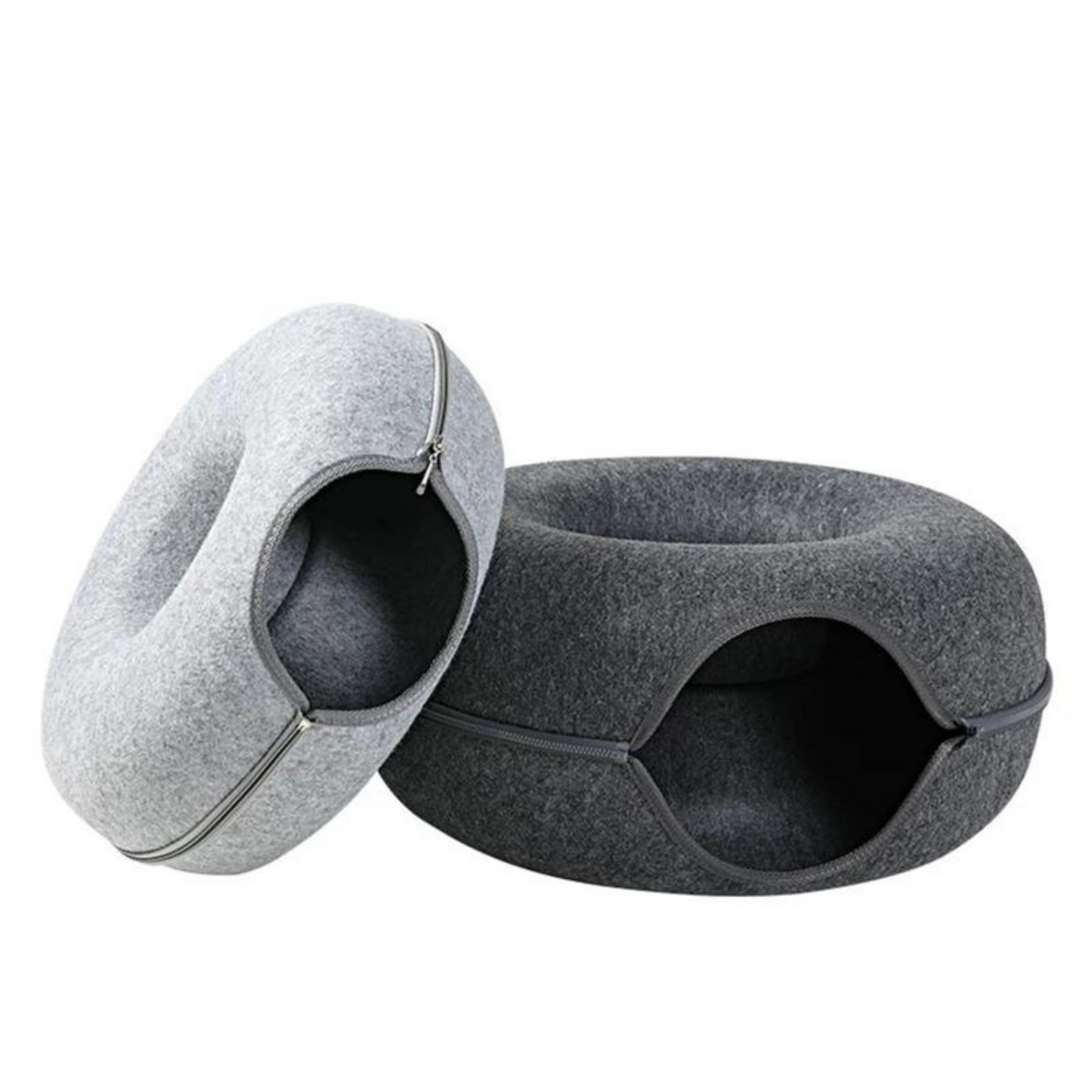 2-in-1 Katzen-Donut mit Tunnel - Entspannung und Spielspass in einem