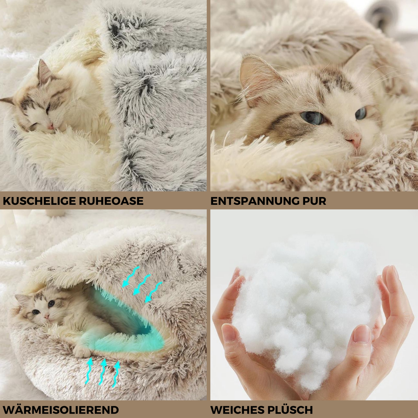Weiche Kuschelhöhle für Katzen - entspannt einkuscheln und träumen