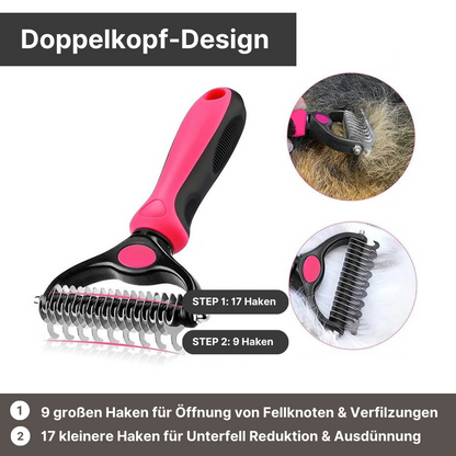 Fellentknotungs-Bürste mit Doppelhaken - entfernt mühelos Knoten und Verfilzungen